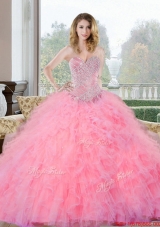 Designer Beading and Ruffles Sweetheart Quinceanera Gown for 2015