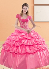 Elegant Sweetheart 2015 Quinceanera Gown with Appliques and Pick Ups