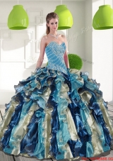 Fashionable Multi Color Quinceanera Dresses with Beading and Ruffles for 2015