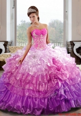 Fashionable Sweetheart 2015 Quinceanera Dress with Appliques and Ruffled Layers