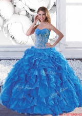 Most Popular Sweetheart Teal Sweet 16 Dresses with Appliques and Ruffles
