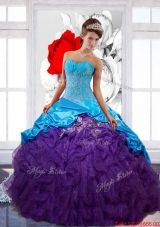 New Style Sweetheart Ruffles Quinceanera Dresses with Appliques and Pick Ups