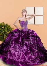 2015 Designer Beading and Pick Ups Sweetheart Quinceanera Dresses in Purple