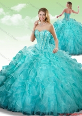 2016 Elegant Sweetheart Beading Quinceanera Dresses in Turquoise