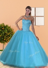 Elegant Beading Sweetheart Blue Quinceanera Dresses for 2015