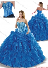 Elegant Beading Sweetheart Detachable Quinceanera Dresses in Blue