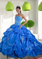 Fashionable 2015 Beading and Appliques Quinceanera Dresses with Brush Train