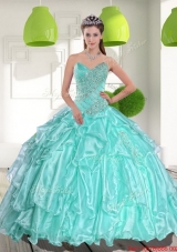 Latest Ball Gown Sweetheart Appliques and Beading Sweet Fifteen Dresses