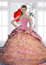 Most Popular Pick Ups and Ruffles Sweetheart 2015 Quinceanera Dresses in Multi Color