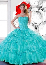 Most Popular Sweetheart 2015 Quinceanera Dresses with Beading and Ruffled Layers