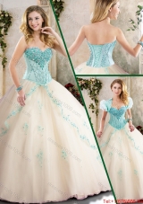 Fashionable Champagne Quinceanera Gowns with Appliques