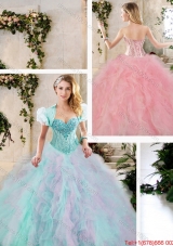 2016 Perfect Multi Color Sweet 16 Dresses with Beading and Ruffles