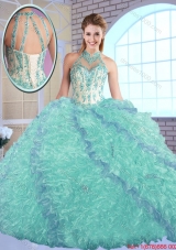 Elegant High Neck Quinceanera Dresses with Appliques and Ruffles