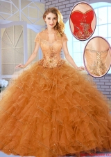 Fall Fashionable Appliques Sweet 16 Dresses in Champagne