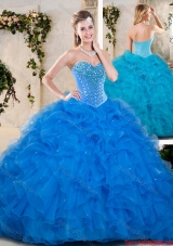 Popular Beading and Ruffles Quinceanera Dresses in Blue