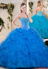 Popular Beading and Ruffles Quinceanera Dresses in Blue