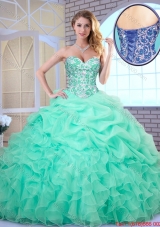 2016 Hot Sale Apple Green Quinceanera Dresses with Beading and Ruffles