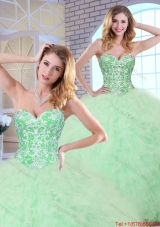 2016 Spring Cheap Beading and Ruffles Apple Green Quinceanera Dresses