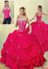 2015 Fall Perfect Sweetheart Beading Detachable Quinceanera Gowns in Hot Pink