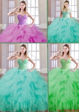 2016 Popular Ball Gown Quinceanera Dresses with Beading and Ruffles