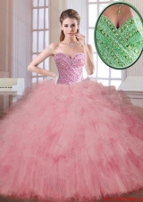 Luxurious Beading and Ruffles Quinceanera Dresses in Watermelon