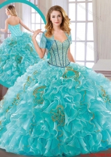 New Arrivals Aqua Blue Quinceanera Dresses with Beading and Ruffles