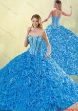 New Style Blue Quinceanera Dresses with Brush Train for 2016