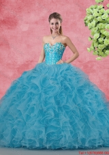 Wonderful Ball Gown Quinceanera Gowns with Beading and Ruffles