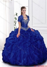 Elegant Beaded and Ruffles Quinceanera Gowns in Royal Blue