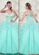 Best Selling Scoop 2016 Spring Mint Quinceanera Dresses with Beadedwith