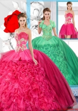 Hot Pink Affordable Detachable Sweet 16 Dresses with Beading