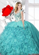 Latest Ball Gown Straps Sweet 16 Dresses with Appliques