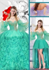 New Style Sweetheart Detachable Sweet 16 Gowns with Ruffles