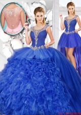 Perfect Ball Gown Beaded Detachable Quinceanera Dresses with Scoop