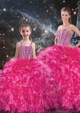 Luxurious Beading Princesita With Quinceanera Dresses in Hot Pink