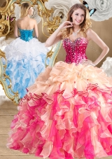 New Style Multi Color Quinceanera Gowns with Beading and Ruffles