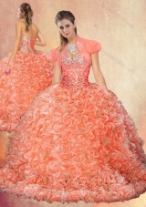 Perfect Brush Train Sweet 16 Dresses with Beading and Ruffles