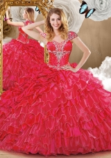 Wonderful Red Sweet 16 Dresses with Beading and Ruffles