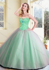 Cheap Ball Gown Beading Quinceanera Dresses in Apple Green