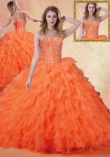 Classical Sweetheart Ruffles Quinceanera Dresses in Orange Red