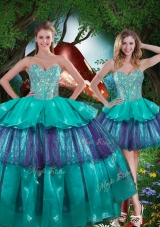 2016 Beautiful Detachable Quinceanera Gowns with Beading and Ruffled Layers for Spring