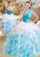 Beautiful Ball Gown Sweetheart Quinceanera Gowns with Beading and Ruffles