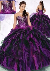 Gorgeous Sweetheart Multi Color Quinceanera Gowns with Ruffles and Sequins