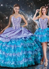 Luxurious Sweetheart Detachable Quinceanera Gowns with Beading and Ruffled Layers