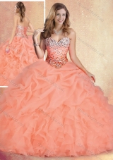 Popular Brush Train Sweet 16 Gowns with Ruffles and Bubles