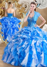 Pretty Multi Color Quinceanera Gowns with Ruffles and Beading