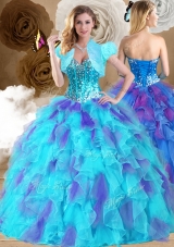 Sweet Ball Gown Sweetheart Ruffles Sweet 16 Dresses in Multi Color
