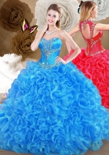 2016 Pretty Blue Sweet 16 Gowns with Beading and Ruffles