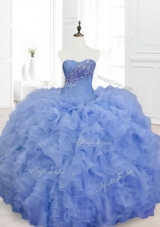 2016 New Style Blue Sweet 16 Dresses with Beading and Ruffles