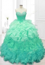 Beautiful Beading and Ruffles Sweet 16 Dresses in Apple Green